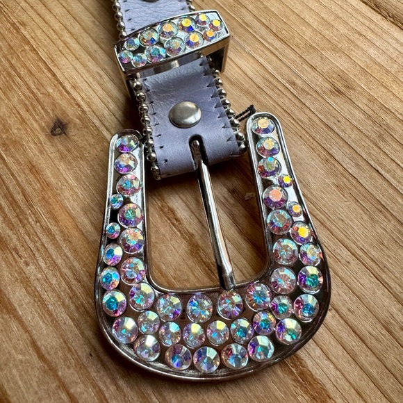 BB SIMON Authentic Designer Italian Leather Swarovski Crystal Western Belt L XL - Picture 8 of 11